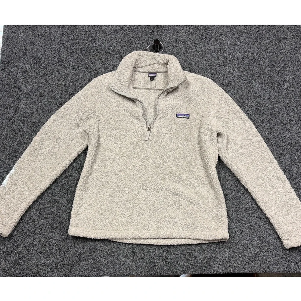 Patagonia Fleece Pullover Womens M Beige Los Gatos 1/4 Zip Sherpa Jacket Cozy